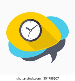 Clock icon - vector , eps10 (flat icon , long shadow)
