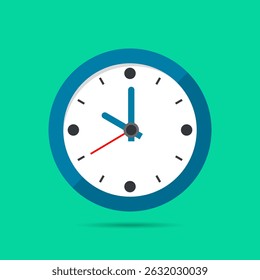 Clock icon vector, clock face wall in flat style, watch sign, timer clock isolated symbol, office watch clip art, business icon design concept for web, app, and creative projects. Vector illustration.