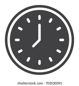 Clock icon vector, filled flat sign, solid pictogram isolated on white. Symbol, logo illustration. Pixel perfect graphics