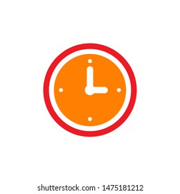 Clock icon vector. Flat design element watch isolated on white background.