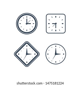 Clock icon vector. Flat design element watch isolated on white background.