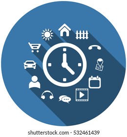 Clock Icon, vector flat design style