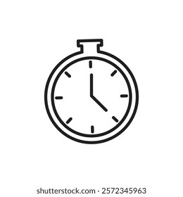 Clock icon Vector flat thin line illustration