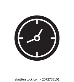 Clock icon. Vector graphic glyph style isolated on white background