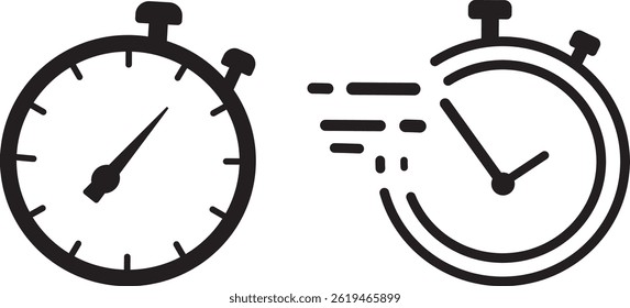 Vector de icono de reloj. Concepto de horas, minutos y segundos. conjunto de iconos vectoriales de tiempo aislados sobre fondo blanco