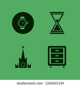 clock icon. clock vector icons set hourglass, nightstand, watch and moscow kremlin watches