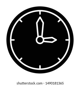 Clock Icon, Vector Illustration, Business Glyph
