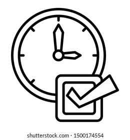 Clock Icon, Vector Illustration, Business Outline