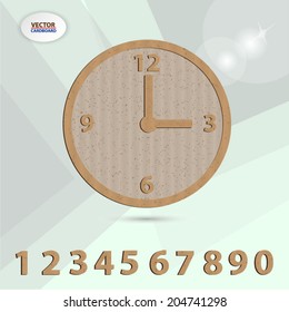 clock icon, vector illustration. cardboard design style