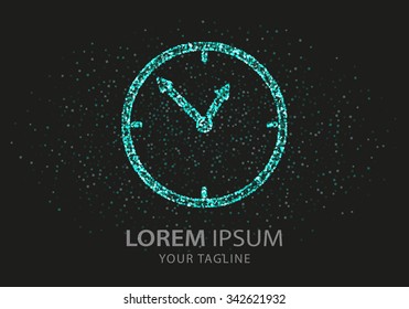Clock  icon. Vector Illustration. Design logo element. Isolated on black  background.