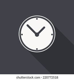 Clock icon , Vector illustration flat design with long shadow