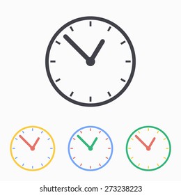 Clock  icon. Vector illustration, flat design. 