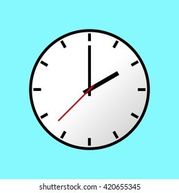 Clock icon, Vector illustration, flat design. Easy to use and edit. EPS10. Blue background.
