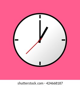 Clock icon, Vector illustration, flat design. Easy to use and edit. EPS10. Pink background.