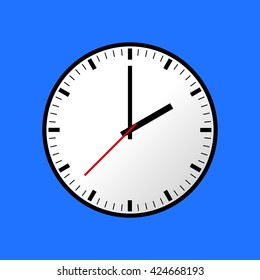 Clock icon, Vector illustration, flat design. Easy to use and edit. EPS10. Blue background.