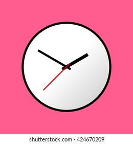 Clock icon, Vector illustration, flat design. Easy to use and edit. EPS10. Pink background.