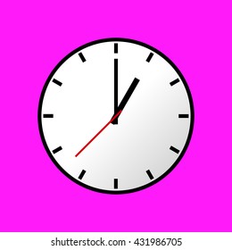 Clock icon, Vector illustration, flat design. Easy to use and edit. EPS10. Pink background.