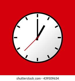 Clock icon, Vector illustration, flat design. Easy to use and edit. EPS10. Red background.