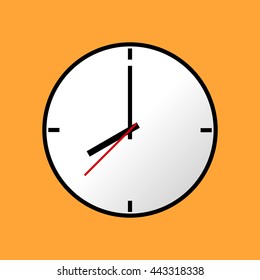 Clock icon, Vector illustration, flat design. Easy to use and edit. EPS10. Orange background.