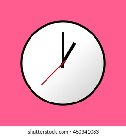 Clock icon, Vector illustration, flat design. Easy to use and edit. EPS10. Pink background.