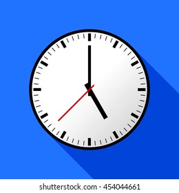 Clock icon, Vector illustration, flat design. Easy to use and edit. EPS10. Blue background with shadow.