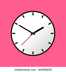 Clock icon, Vector illustration, flat design. Easy to use and edit. EPS10. Pink background.