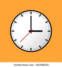 Clock icon, Vector illustration, flat design. Easy to use and edit. EPS10. Orange background.