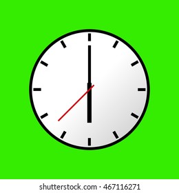 Clock icon, Vector illustration, flat design. Easy to use and edit. EPS10. Green background.