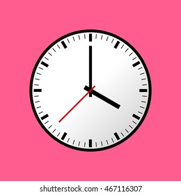 Clock icon, Vector illustration, flat design. Easy to use and edit. EPS10. Pink background.