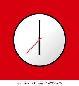 Clock icon, Vector illustration, flat design. Easy to use and edit. EPS10. Red background