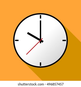 Clock icon, Vector illustration, flat design. Easy to use and edit. EPS10. Orange background with shadow.
