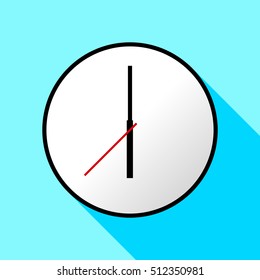 Clock icon, Vector illustration, flat design. Easy to use and edit. EPS10. Blue background with shadow.