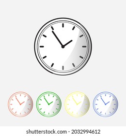 
Часы иконка набор. Clock icon, vector illustration. Kit. Gray background.