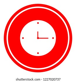 Clock icon vector illustration on red background. Eps10