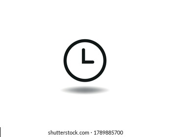 Ilustración del vector de iconos de reloj. Perfecto símbolo de tiempo. signo de reloj despertador, emblema aislado en fondo blanco con sombra, Estilo plano para diseño gráfico y web, aplicación, logotipo. Pictograma negro EPS10.