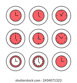 Ilustración vectorial de icono de reloj. Signo de tiempo y símbolo. icono de reloj