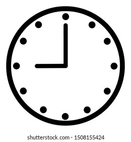 Clock icon vector, line pictogram isolated on white. Symbol, Pixel perfect graphics