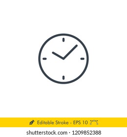 Clock Icon / Vector - In Line / Stroke Design