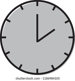 Clock icon vector, Lunchtime, Midday, Midnight. It's twelve and ten o'clock. Twelve oh ten. 