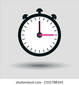 Clock icon. Vector on a gray background