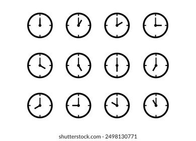 clock icon vector set, time icon, wall clock