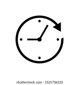 clock icon vector with simple clockwise arrow outline isolated on white background