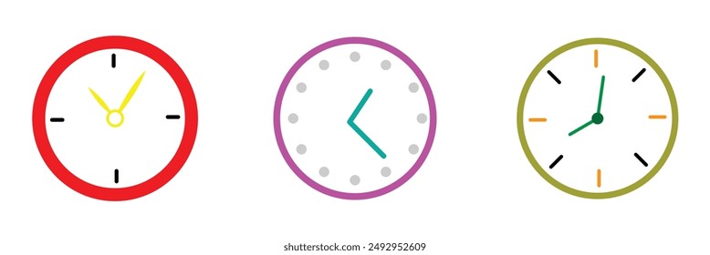 Clock icon vector for web and mobile app. Time sign and symbol. watch icon. Watch face vector illustration on isolated background. Time alarm sign business concept. Vector illustration. Eps file 137.