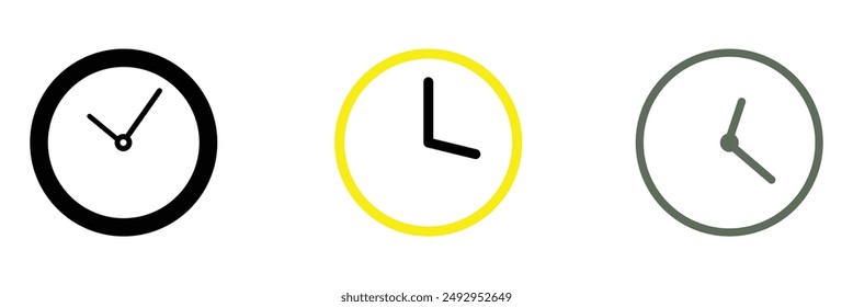 Clock icon vector for web and mobile app. Time sign and symbol. watch icon. Watch face vector illustration on isolated background. Time alarm sign business concept. Vector illustration. Eps file 131.