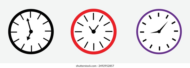 Clock icon vector for web and mobile app. Time sign and symbol. watch icon. Watch face vector illustration on isolated background. Time alarm sign business concept. Vector illustration. Eps file 133.