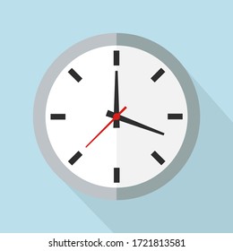 Clock icon. Watch vector illustration flat design with shadow. Business timer.
