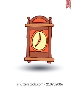 clock icon, watche, Hand drawn vector illustration.