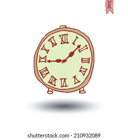 clock icon, watche, Hand drawn vector illustration.