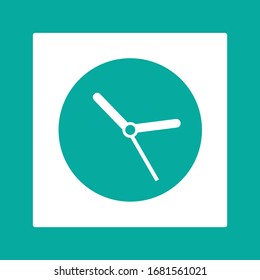 Icono de Reloj. Para sitios web y aplicaciones. Imagen de fondo turquesa. Ilustración vectorial de línea plana. EPS 10