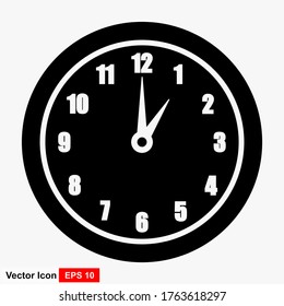 Clock icon with a white background. Vector illustration of flat style